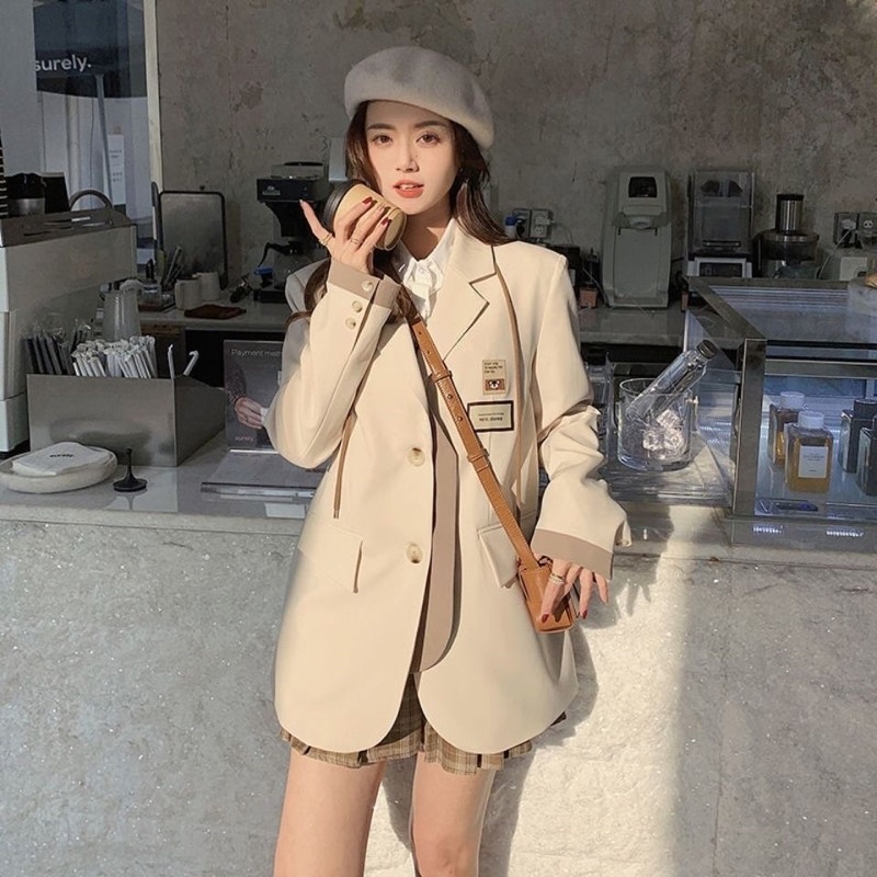 Áo Khoác Blazer nữ form suông phong cách hàn quốc mẫu mới đẹp mã RB02