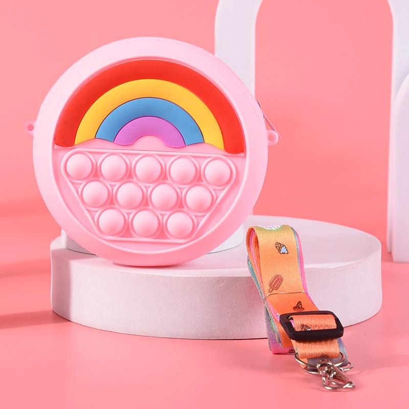 Túi pop it cho bé gái giá rẻ đeo chéo giảm căng thẳng bóp bong bóng bánh rán tròn dễ thương Fullbaby 041