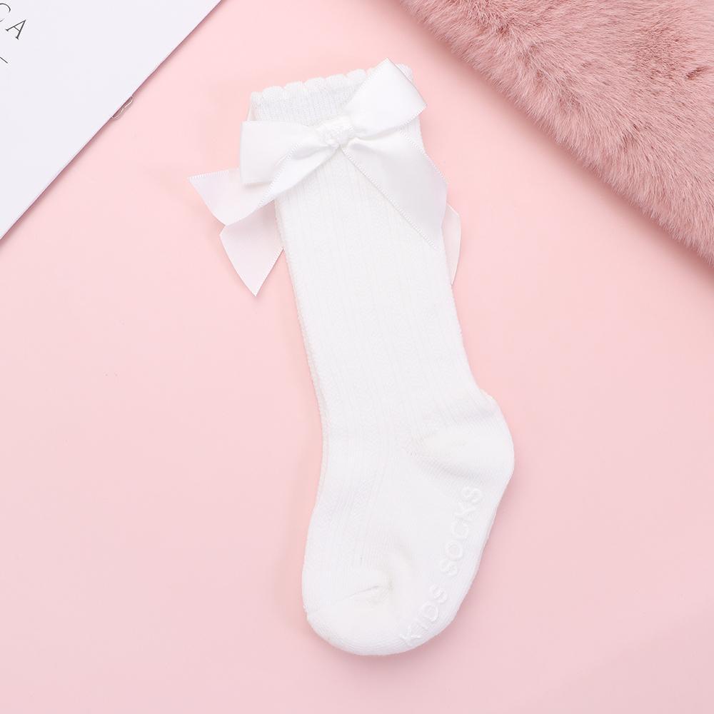 1 Đôi Tất Cotton Chống Trượt Đính Nơ Xinh Xắn Cho Bé Gái