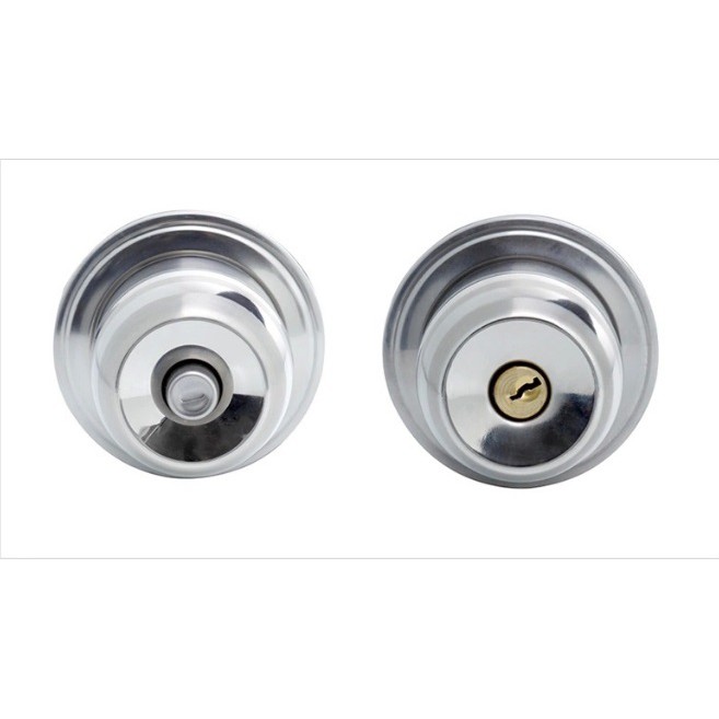 Khóa cửa tay nắm tròn inox, lõi ổ khóa đồng