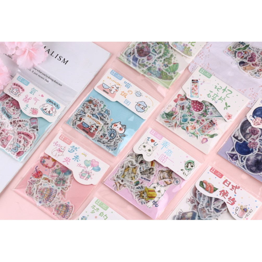 Bộ hình dán Sticker 40 miếng Khoái Lạc Ma Pháp dễ thương trang trí tranh vẽ, sổ tay, planner, bullet journal