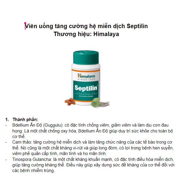 Himalaya Septilin - Tăng cường hệ miễn dịch, nâng cao sức đề kháng