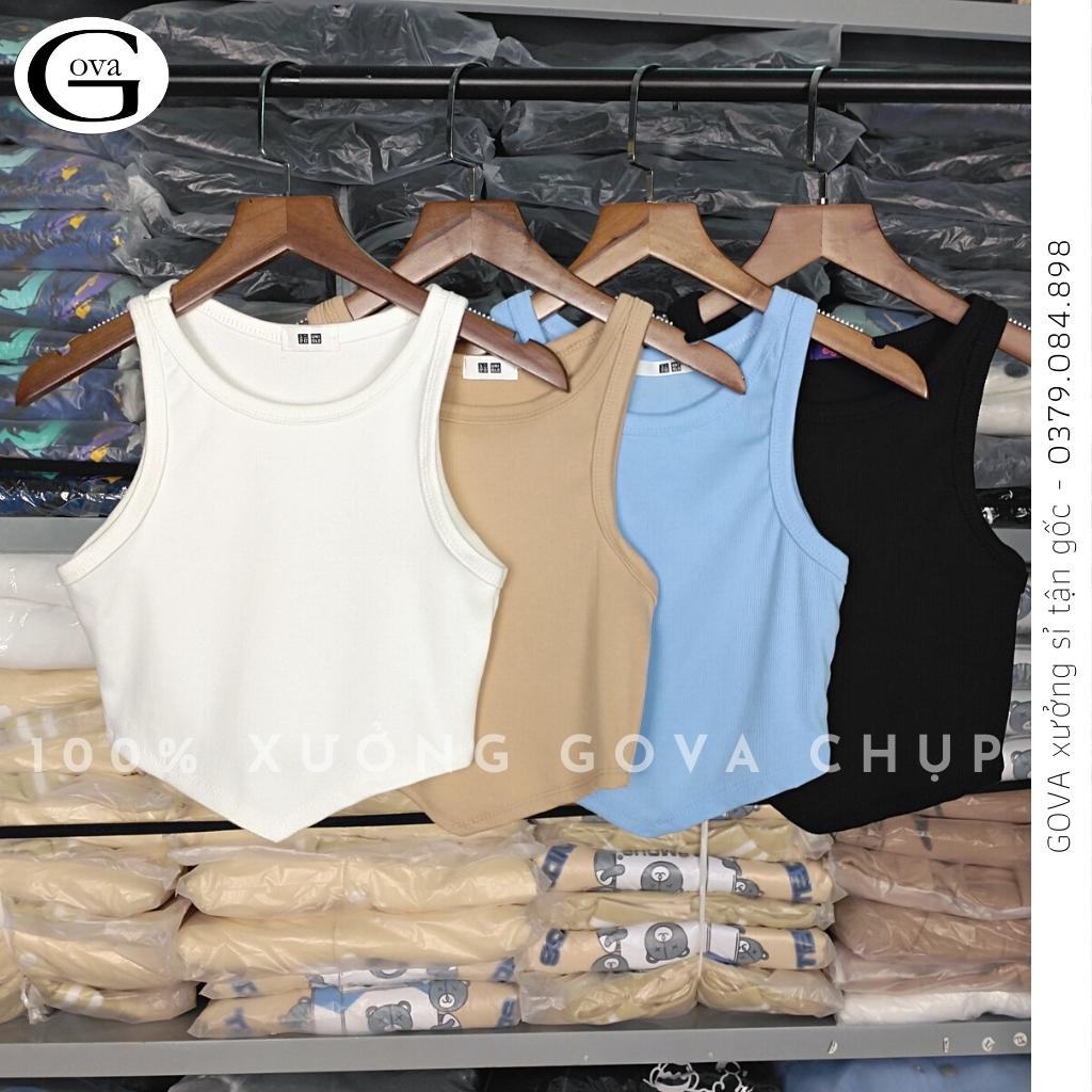 Áo Croptop Ba Lỗ Nữ Vạt Nhọn Ôm BODY Chất Thun Gân Mềm Mát GOVA