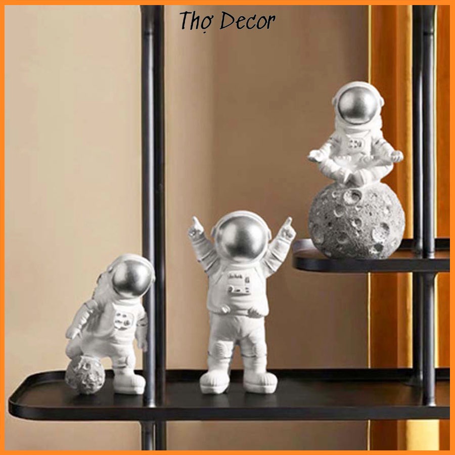 Set 3 Mô Hình Phi Hành Gia Để Bàn, Tượng Phi Hành Gia Trang Trí Bàn Làm Việc Dễ Thương