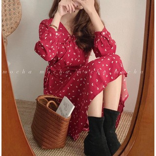 Váy đỏ hoa nhí Qc Ker đón xuân