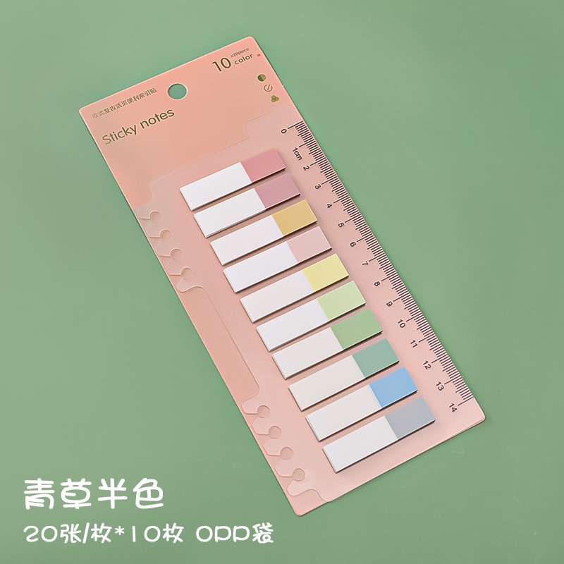Set 200 Tờ Giấy Ghi Chú Sticky Giấy Note To Do List Kèm Thước Kẻ Gắn Sổ Trang Sách Dải Màu Pastel D058