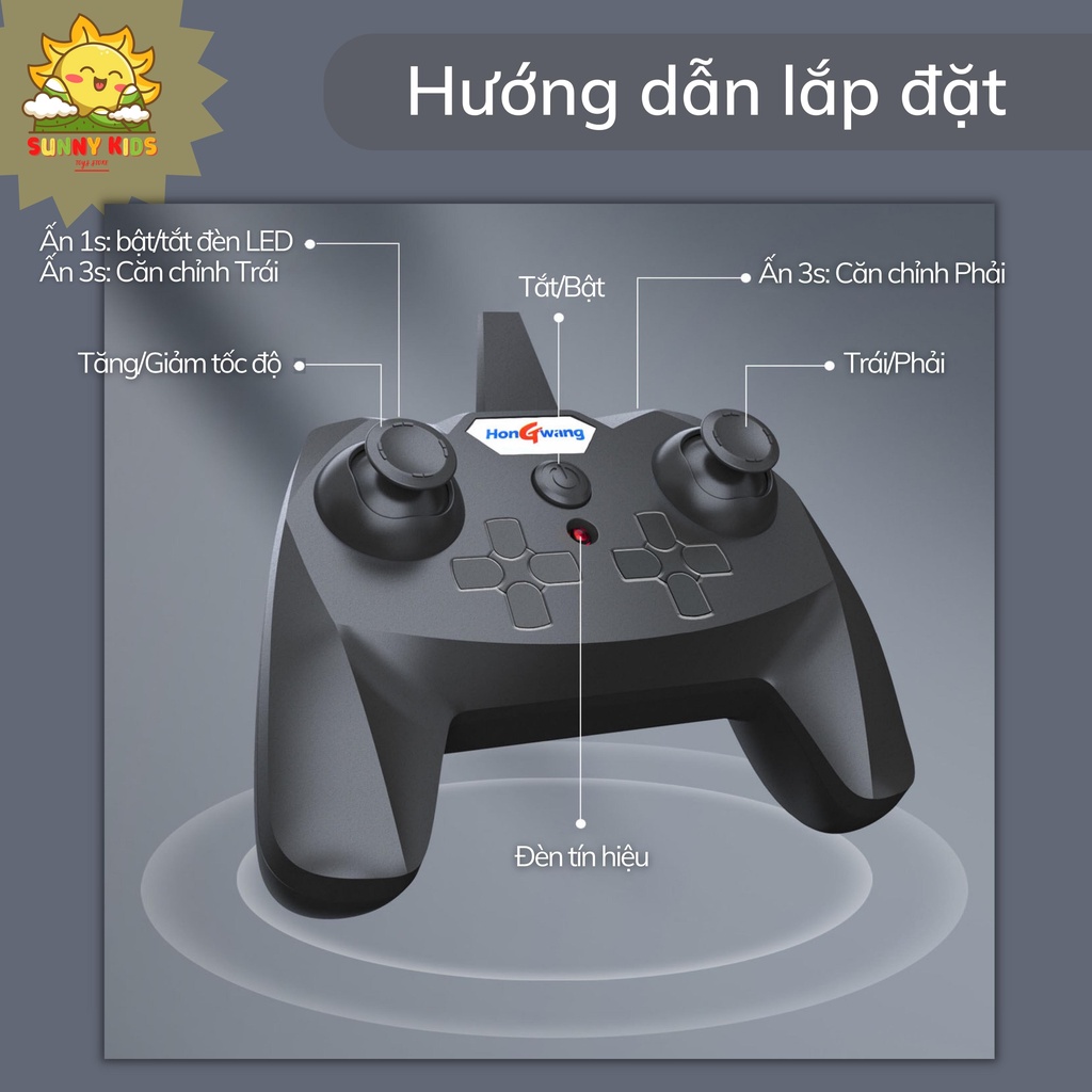 Đồ chơi Máy bay xốp điều khiển từ xa HW-37, kích thước lớn, vật liệu nhẹ, siêu bền, tầm bay 100m, PIN 20p - Sunny Kids