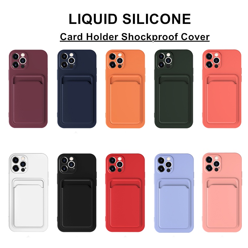 Ốp Điện Thoại Silicone Mềm Chống Sốc Kèm Ngăn Đựng Thẻ Cho iPhone 14 13 pro max 14 plus