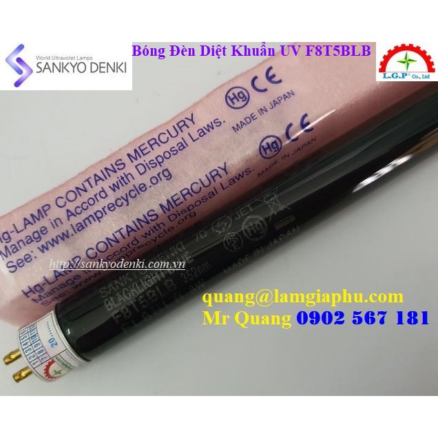 Đèn tia cực tím xanh đen UV Sankyo Denki F8T5BLB - 8W, 29cm