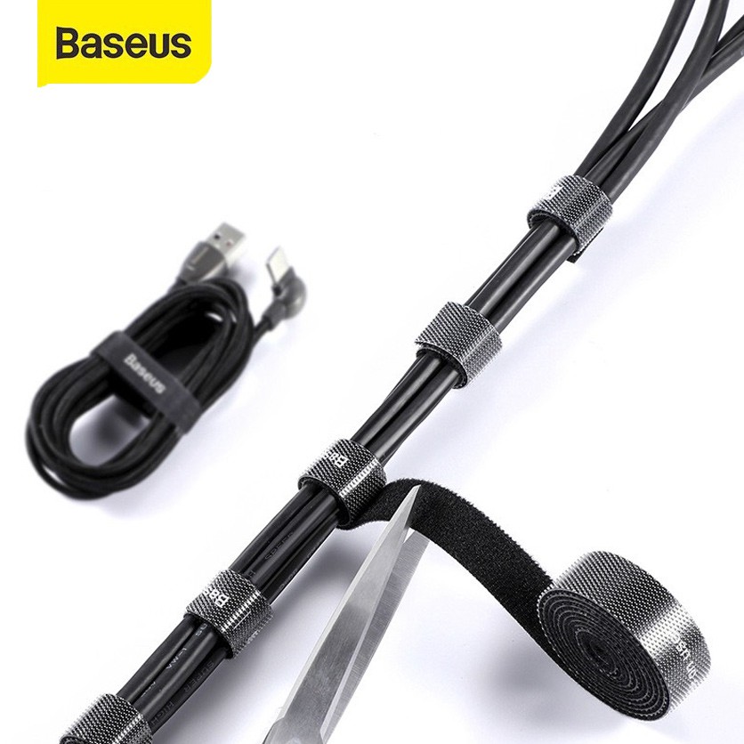 Dây cuốn Baseus Velcro dính cố định gọn cáp sạc dây máy tính đồ điện tử dây điện Setup Bàn làm việc HD Store