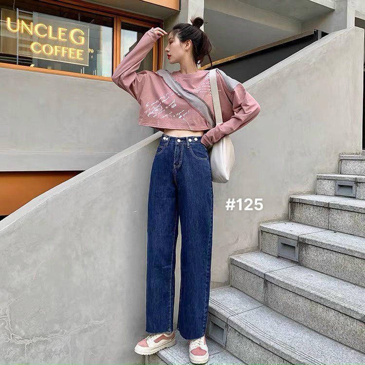 Quần baggy jean nữ ống rộng kiểu quần bò baggy suông lưng cao thời trang bigsize 2KJEAN MS125