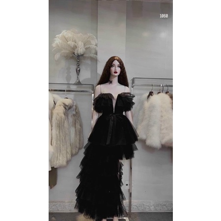 Đầm dự tiệc dạ hội công chúa cao cấp nhiều tầng lệch tà