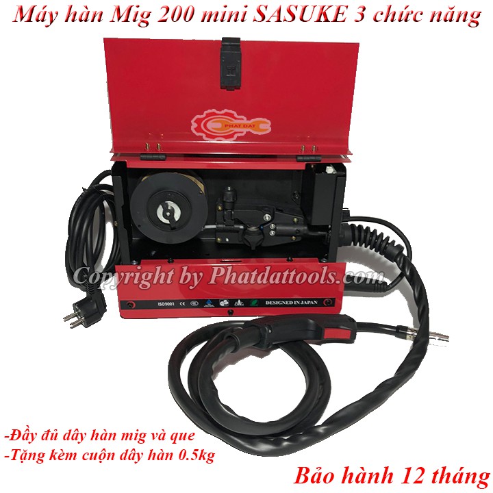 Máy hàn Mig không dùng khí SASUKE 200 mini 3 chức năng-Hàng chính hãng-Bảo hành 12 tháng-Đầy đủ phụ kiện-Máy hàn Mig