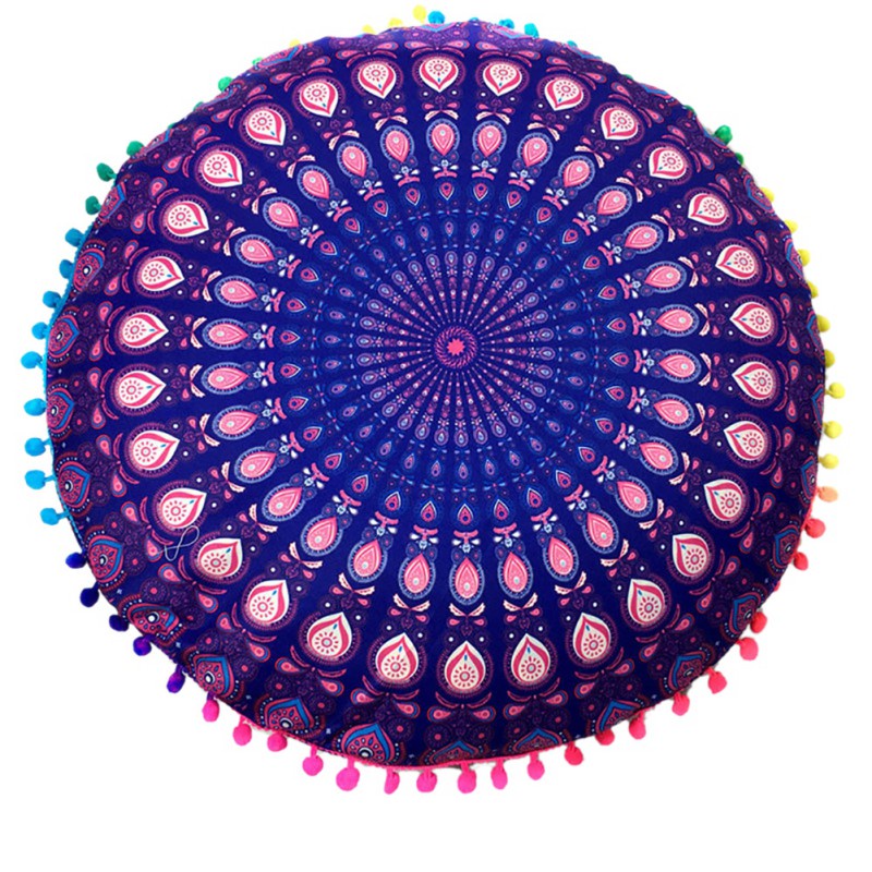Vỏ Gối Hình Tròn Bằng Sợi Polyester 43 x 43CM Họa Tiết Mandala Độc Đáo