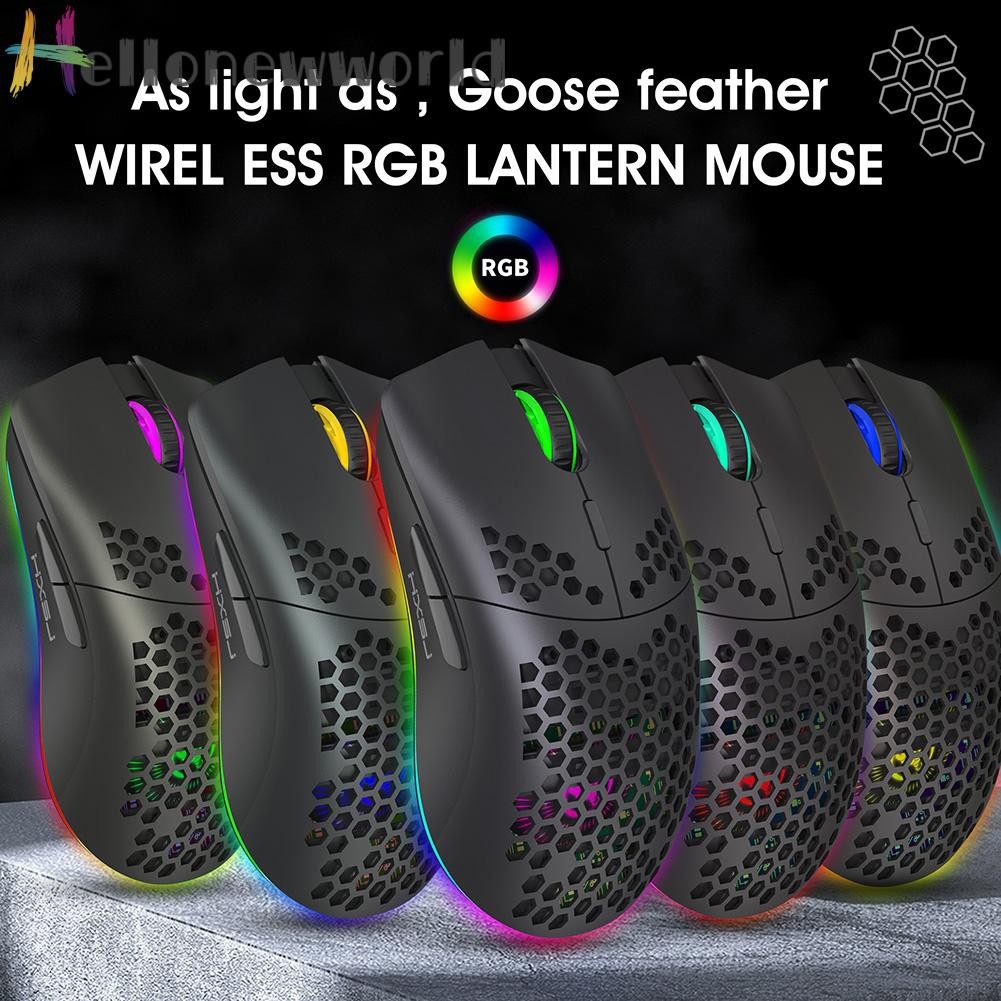 Hellonewworld HXSJ T66 Wireless Gaming Mouse with Honeycomb Shell 7 Programmable Buttons