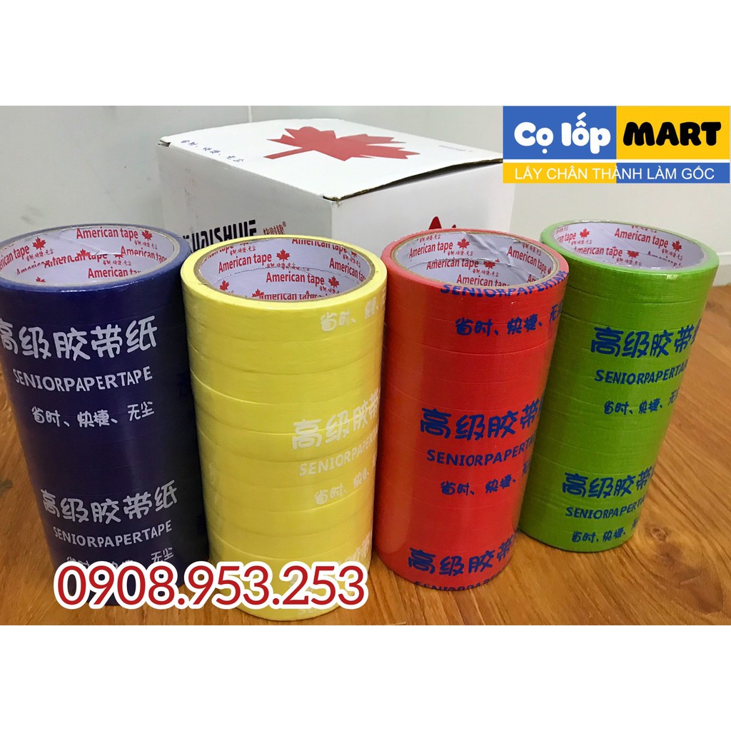 Băng dính giấy - Masking tape dán sơn xe ô tô, xe máy - lốc 12 cuộn