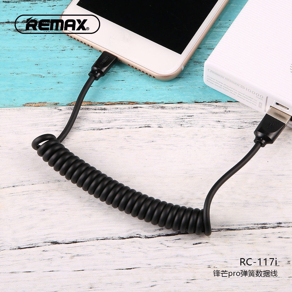 Cáp sạc lò xo Remax Rc-117m cổng micro &lt;Type-c&gt;iphone