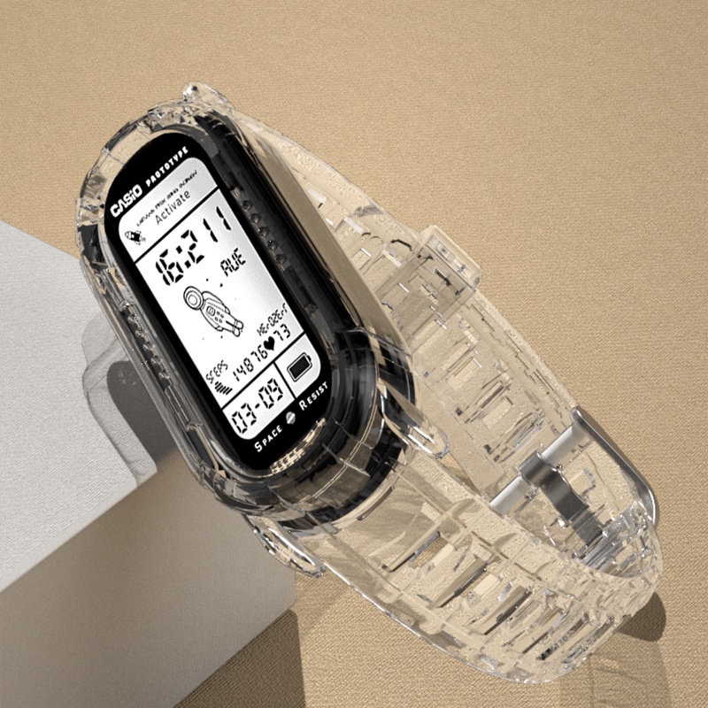 Dây Đeo Silicone Trong Suốt Cho Đồng Hồ Thông Minh Xiaomi Mi Band 7 6 3 4 5 NFC Mi Band 6 5 4