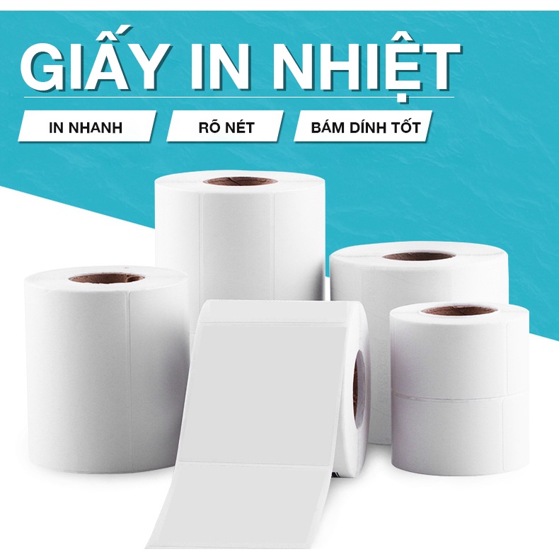 Tem decal nhiệt 100x40mm dùng in tem nhãn phụ, thông tin hàng hóa - Size 10x4cm cuộn 50m 1200 tem