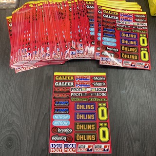 Tem dán xe chữ HRC,Ohlins,matris...