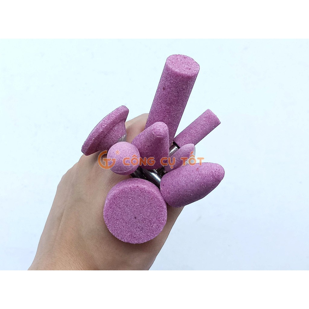 Bộ 8 Đá cà lem hồng trục cốt 6 ly để mài khuôn