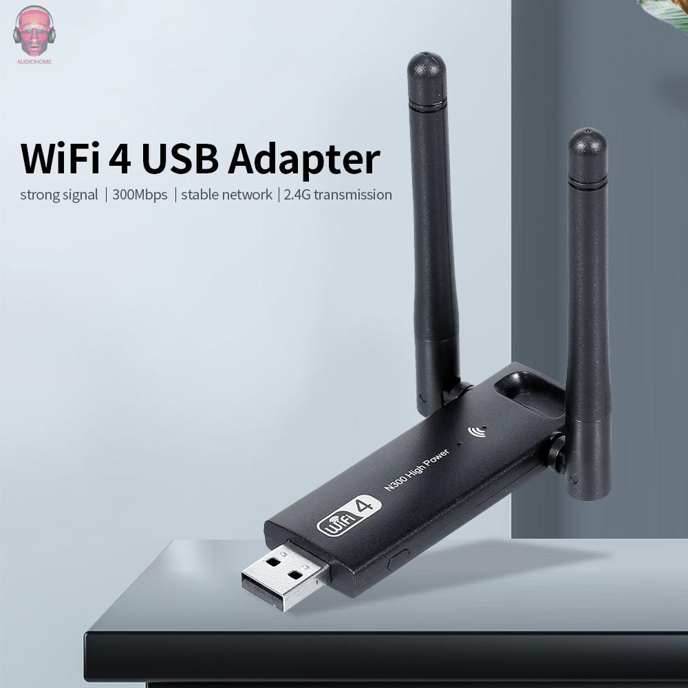 Bộ Thu Phát Wifi 4 Cổng Usb Aud 2.4g 300mbps Có Ăng Ten Đôi