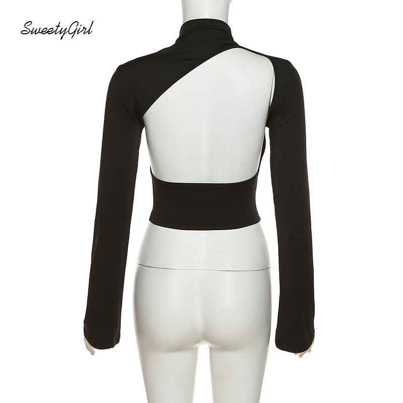 Áo Thun Tay Dài Cổ Lọ Màu Đen Trơn Ôm Dáng Thời Trang 2022 Quyến Rũ Cho Nữ