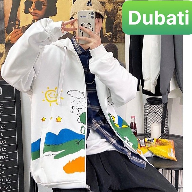 ÁO HOODIE, ÁO KHOÁC KHỦNG LONG DÂY KÉO CHẤT VẢI DÀY MỊN PHONG CÁCH UNISEX- DUBATI FASHION