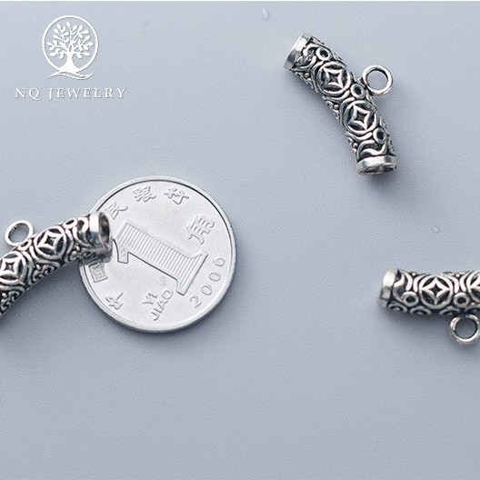 Charm bạc hình đốt trúc họa tiết đồng tiền treo - NQ Jewelry