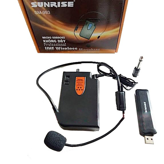 Micro không dây đeo tai Sunrise SM-993, cài đầu cho loa kéo, máy trợ giảng