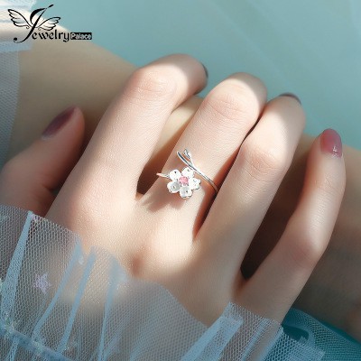 Nhẫn bạc 925 mặt hình hoa đào thiết kế sáng tạo đồ trang sức thời trang