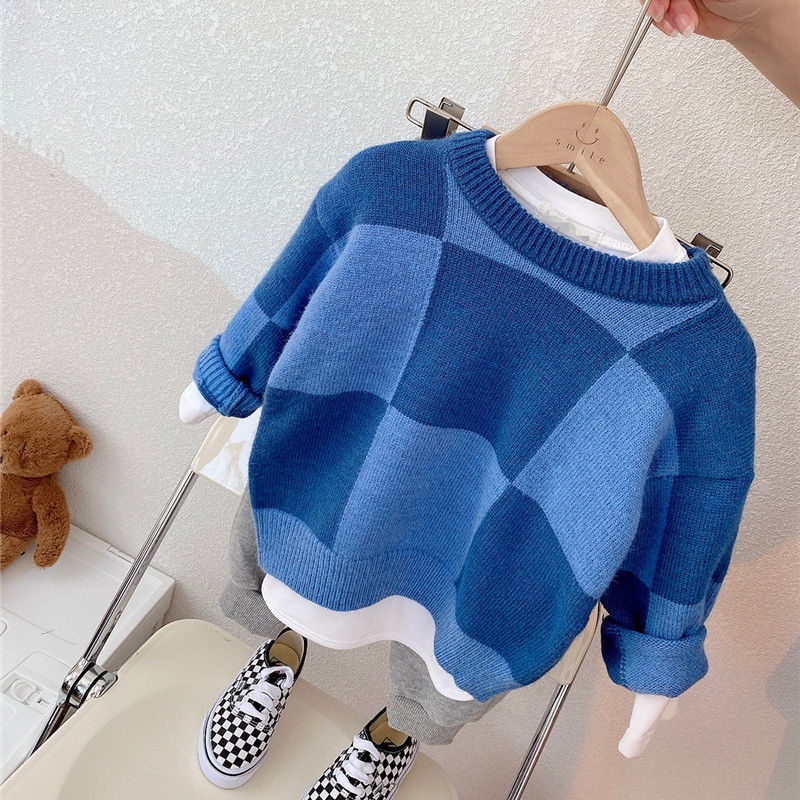 Áo Sweater Dệt Kim Phối Màu Tương Phản Kiểu Hàn Quốc Thời Trang Mới Cho Bé Dễ Phối Đồ