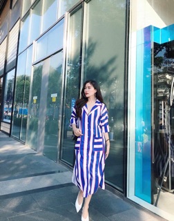 VÁY SỌC MIDI KÈM BELT