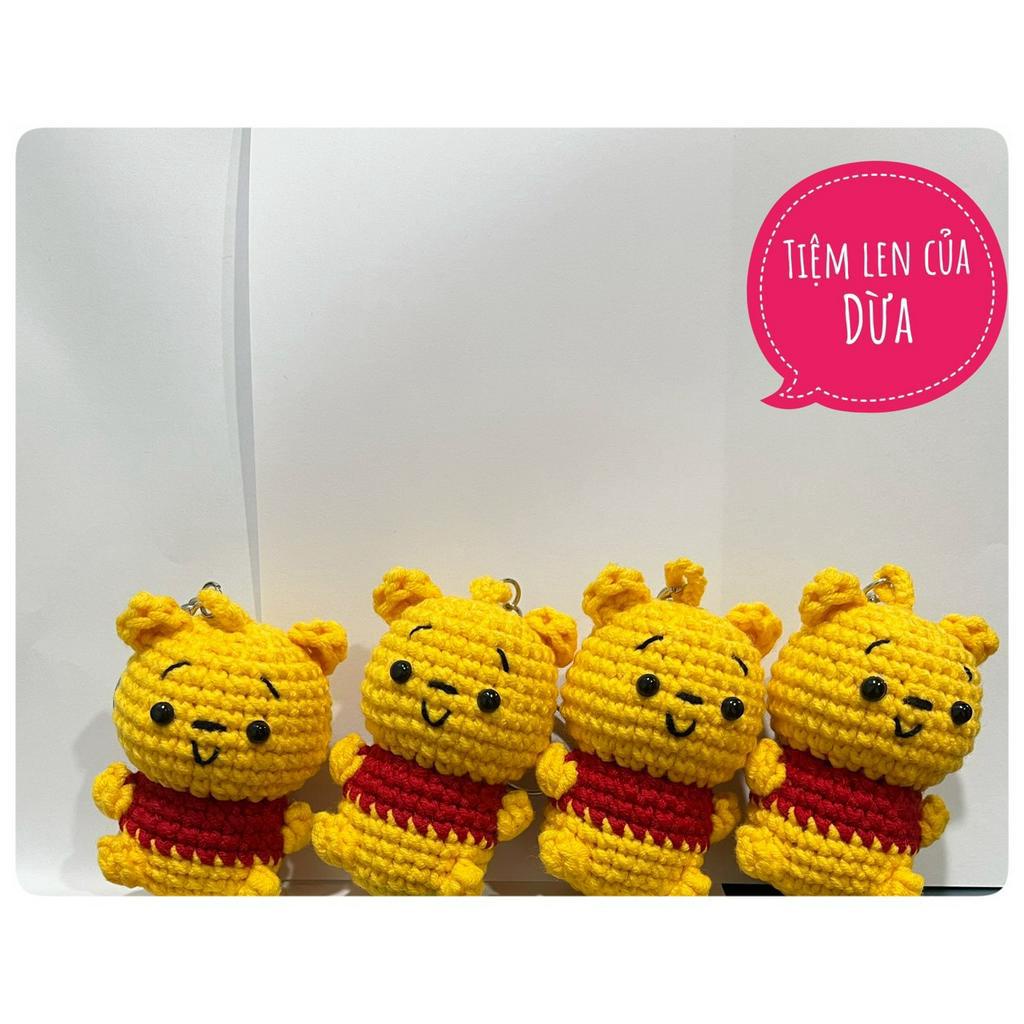 Móc khóa len handmade gấu pooh đáng yêu