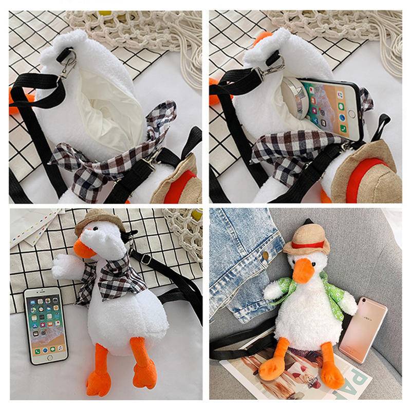 Túi Đeo Chéo Đựng Điện Thoại Hình Chú Vịt Nhồi Bông Đáng Yêu