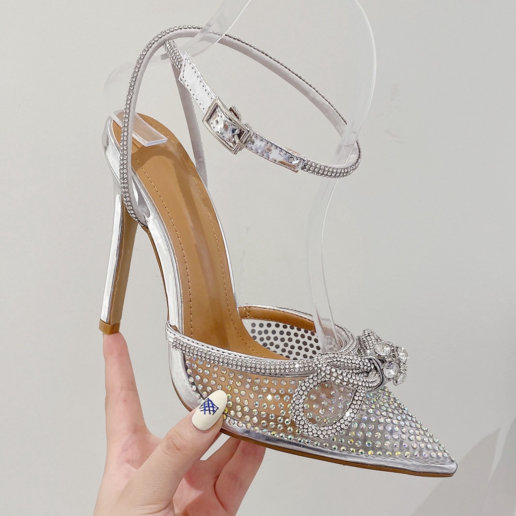 Giày Cao Gót 4.33 Inches Size Lớn 35-42 Đính Nơ Thời Trang Nổi Bật