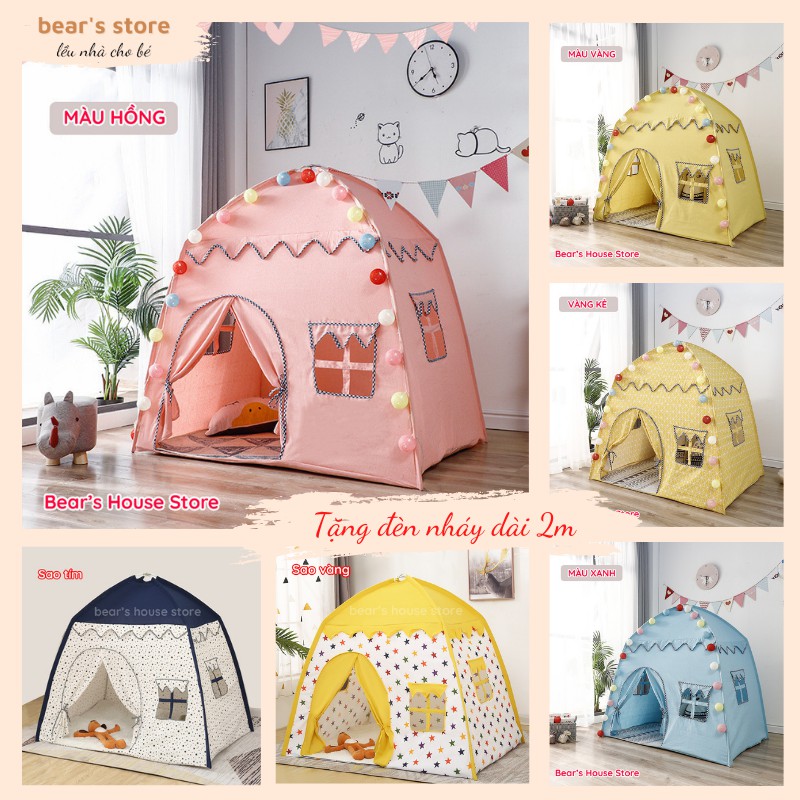  Lều cho bé hình ngôi nhà Bear's 03 cao cấp chất vải cotton thoáng mát, an toàn cho trẻ