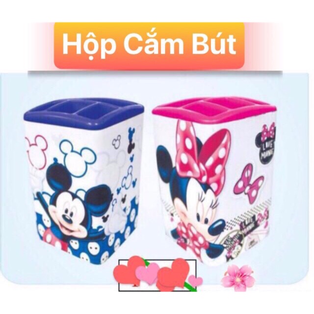 Hộp Cắm Bút Sắt Để Bàn Học Sinh Hình MicKy Kích Thước 10.5 x6.5cm