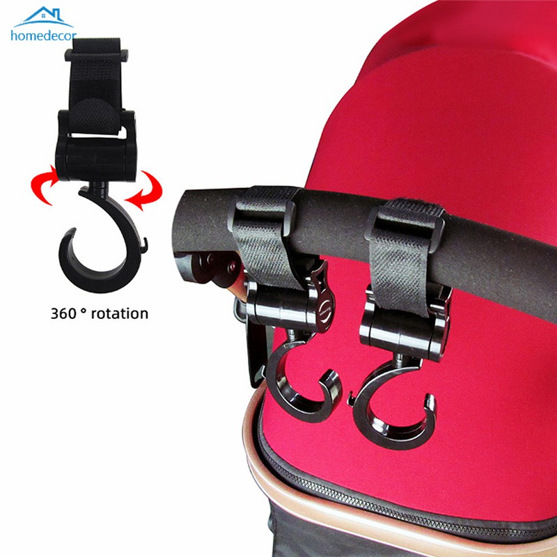 2 Móc Treo Đồ Gắn Xe Đẩy Em Bé Xoay 360 Độ