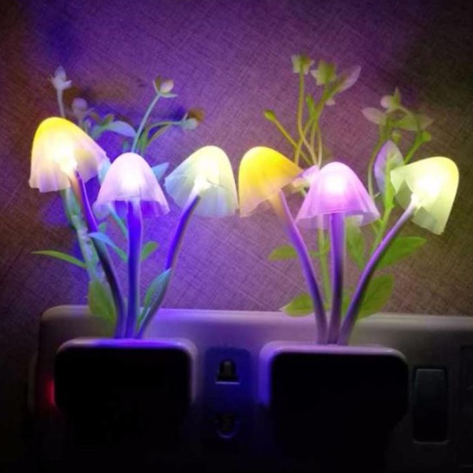 ĐÈN NGỦ LED CẢM ỨNG TỰ SÁNG KHI TỐI HÌNH NẤM, BÔNG SEN, HOA LÁ