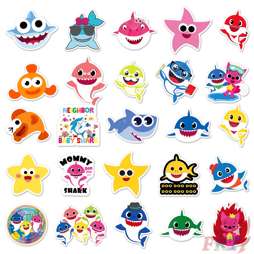 Bộ 50 miếng nhãn dán trang trí hình cá mập dễ thương cho trẻ nhỏ