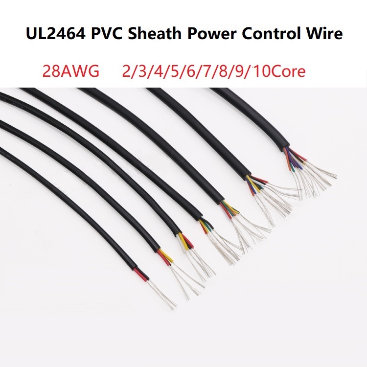 5M 28AWG UL2464 Dây tín hiệu 2 3 4 5 6 7 8 9 10 Lỗ cách điện PVC Vỏ bọc cách điện Đường dây điều khiển Bộ khuếch đại Đèn âm thanh Cáp đồng Điện Đen / Trắng