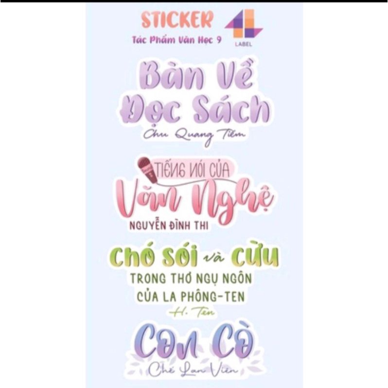 Sticker tác phẩm văn học lớp 9(cả năm)