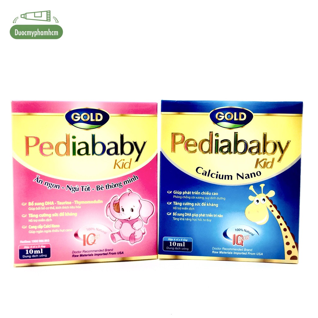 Pediababy Kid Gold Bé Ăn Ngon Ngủ Tốt, Tăng Cường Canxi, Phát Triển Xương, Hộp 20 ống