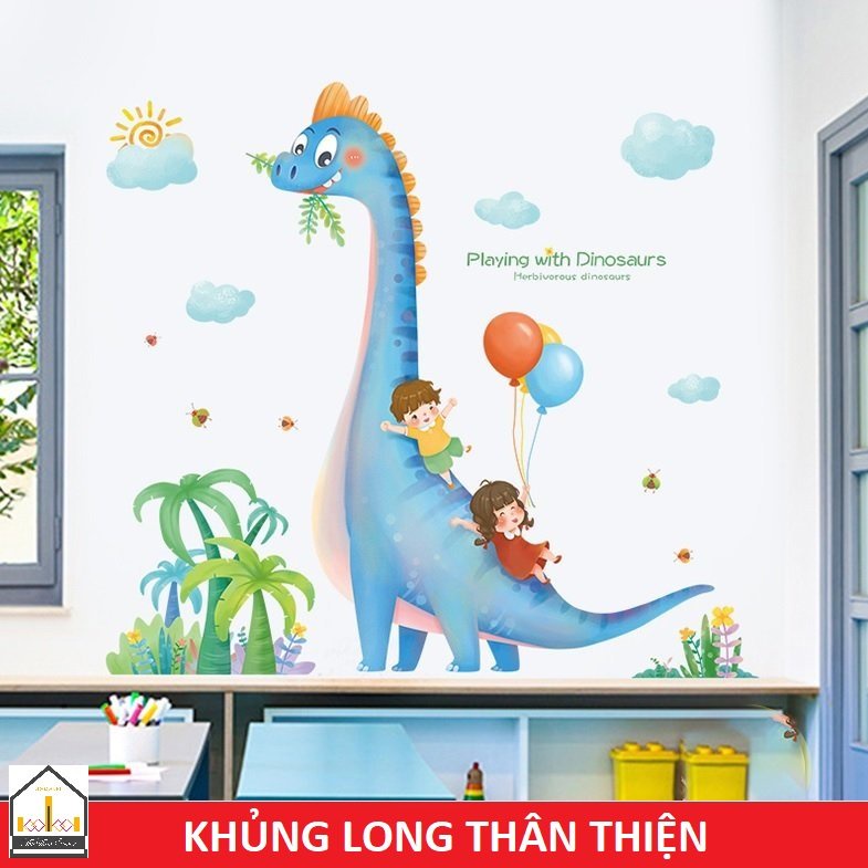 Decal dán tường KHỦNG LONG THÂN THIỆN  - Trang trí phòng bé