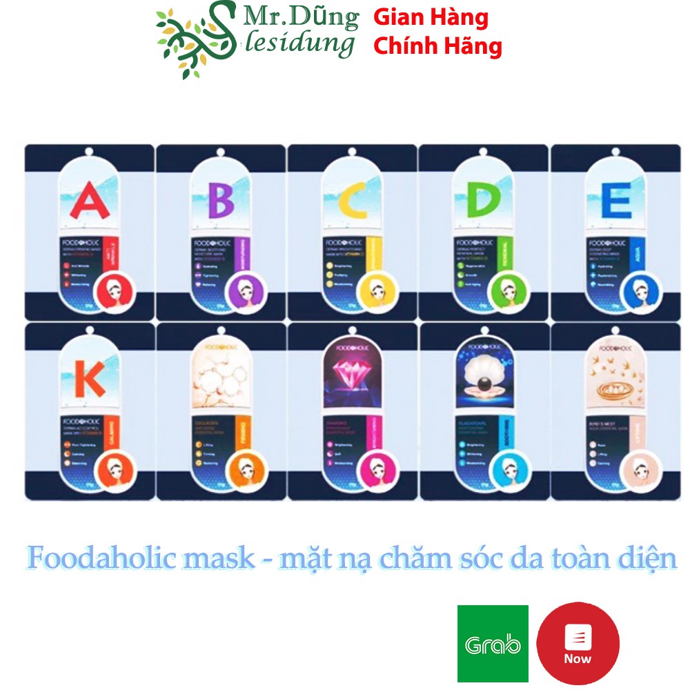 Mặt nạ giấy FOODAHOLIC hỗ trợ phục hồi da sau mụn, chăm sóc da toàn diện 23g NCC Mr Dũng - lesidung