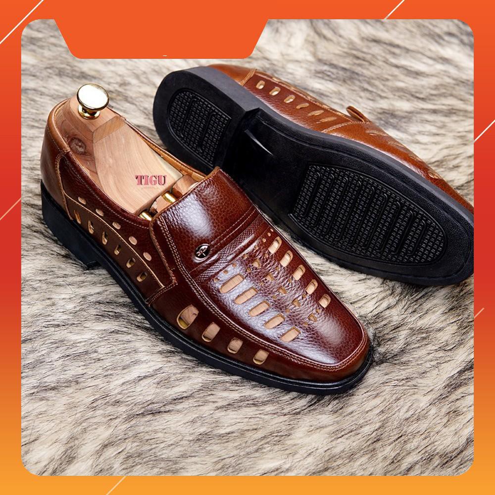 Giày hè nam DA BÒ THẬT thoáng mát - BH 1 NĂM