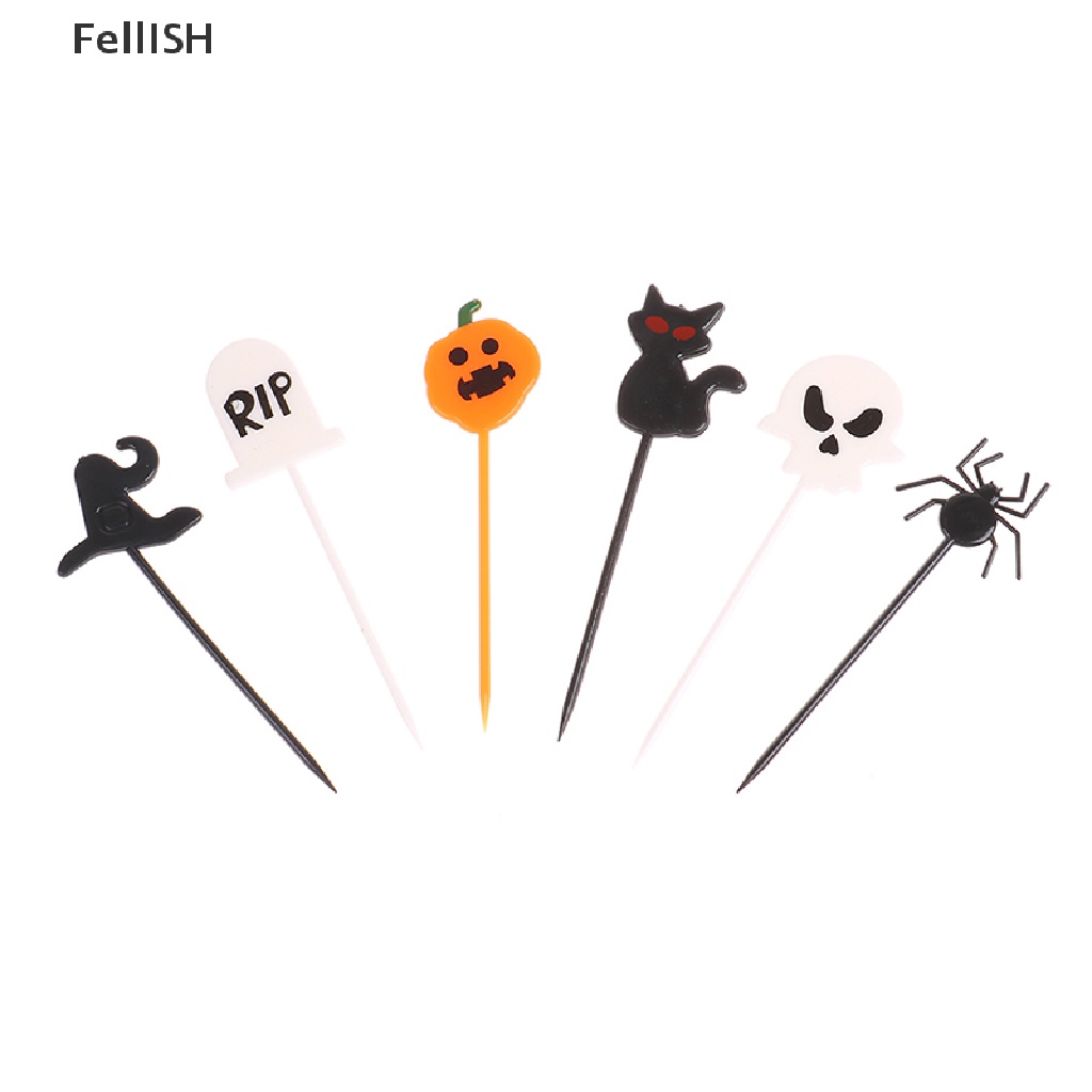 Bộ 10 Tăm Nhựa Trang Trí Bánh Kem Phong Cách Halloween 439br