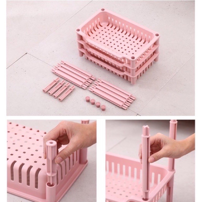 Kệ nhựa 2 tầng, 3 tầng màu pastel hình chữ nhật để đồ dùng đa năng - Giá đựng đồ nhà tắm, dùng làm kệ gia vị nhà bếp.