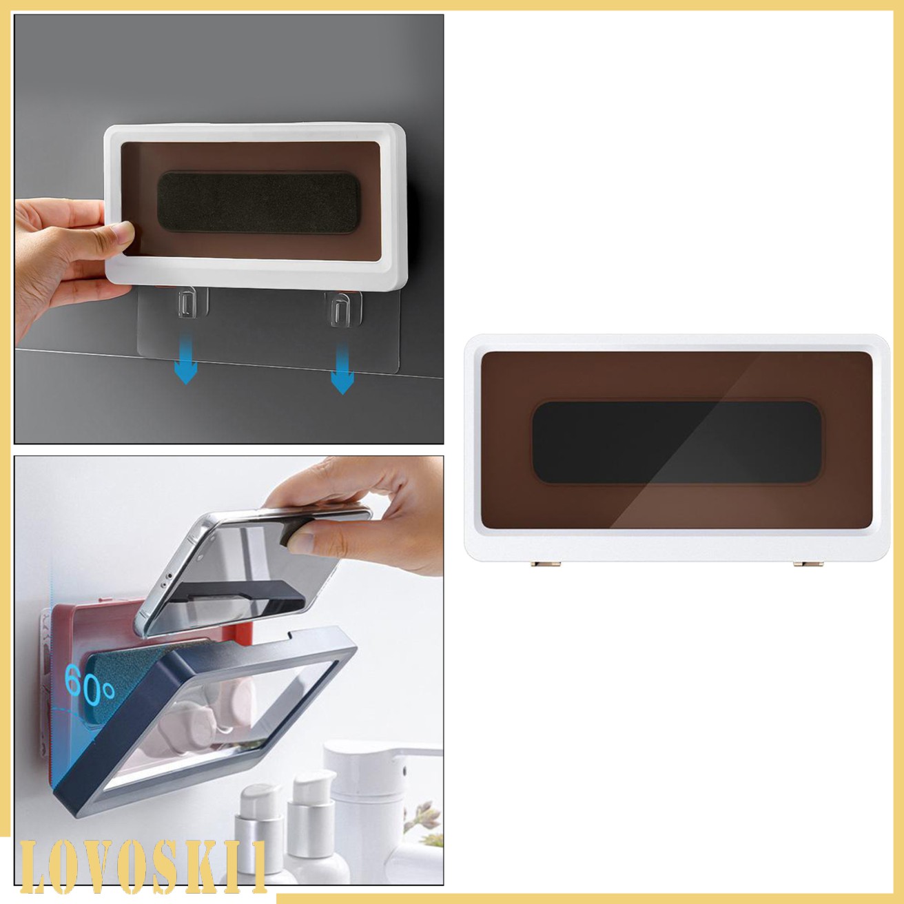 Giá giữ điện thoại gắn tường chống thấm nước màu trắng sử dụng trong phòng tắm | BigBuy360 - bigbuy360.vn